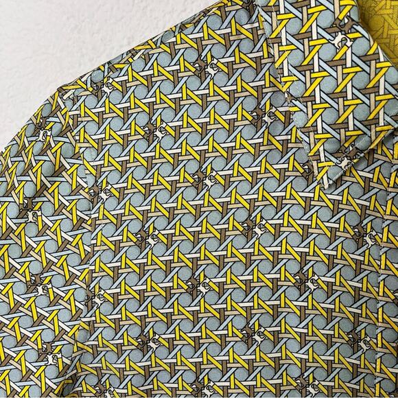 Tory Burch Monogram Logo Allover Print Button Front Shirt Dress Womens Size 4 - Picture 4 of 8